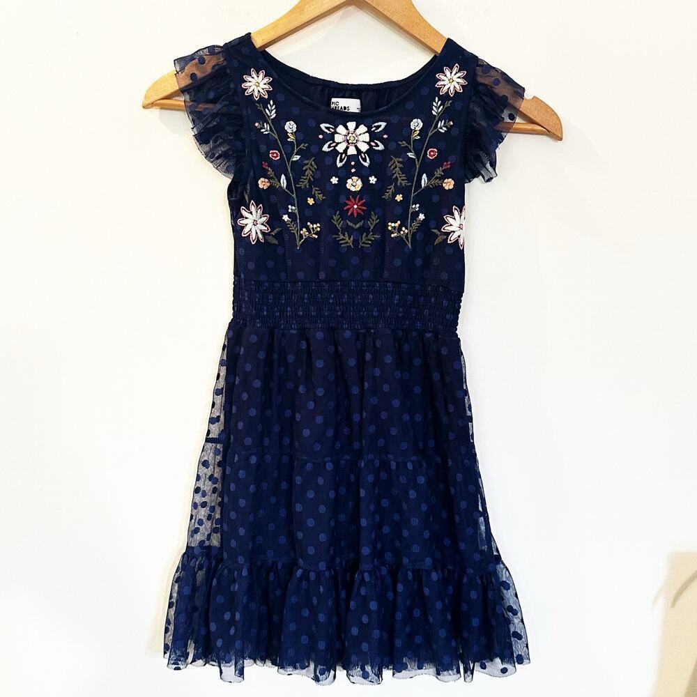 Blue Epic Threads Floral Dress sz S Navy Blue Polka Dot Floral Dress